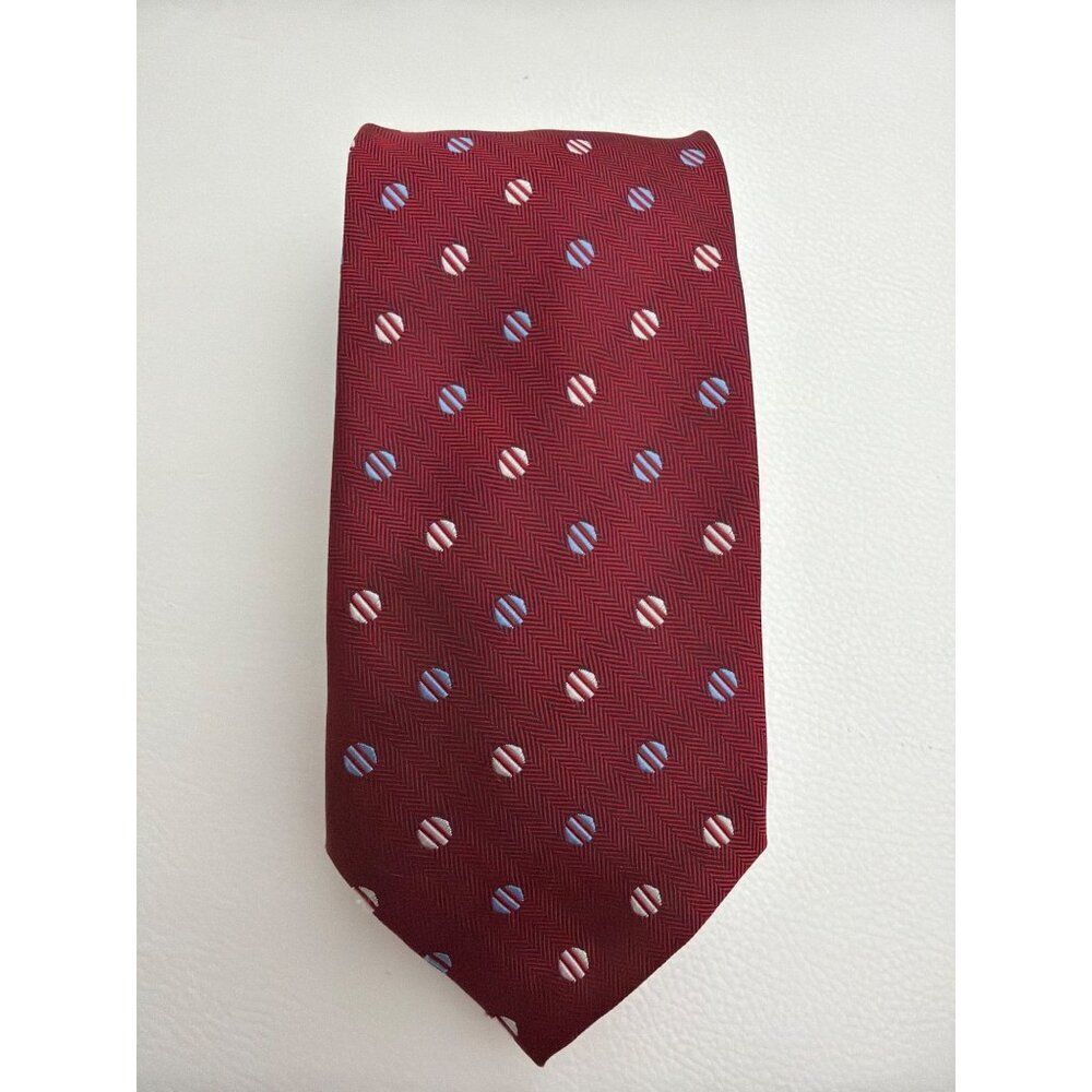 Giorgio Mariani Burgundy With Blue &  White Polka Dot Men’s Necktie